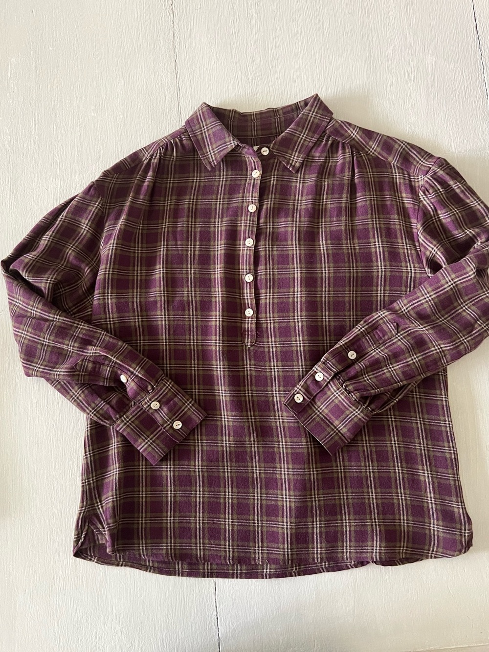 Faherty Women's Purple Plaid Button-Down Shirt size S